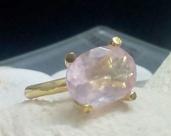 14k Gold Filled Rose Quartz Ring, Bezel Set, Delicate Ring