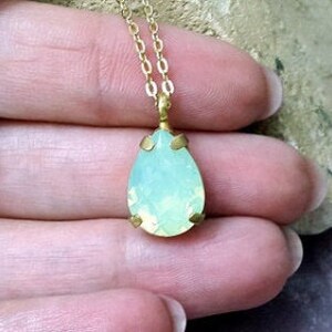 Aquamarine necklace, Aquamarine jewelry, Sky blue stone, Gold teardrop pendant, pear necklace, gold filled, drop necklace image 4