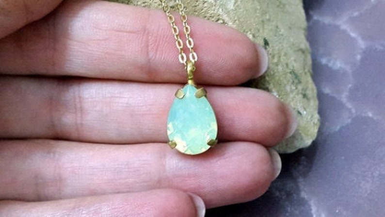 Aquamarine necklace, Aquamarine jewelry, Sky blue stone, Gold teardrop pendant, pear necklace, gold filled, drop necklace image 4