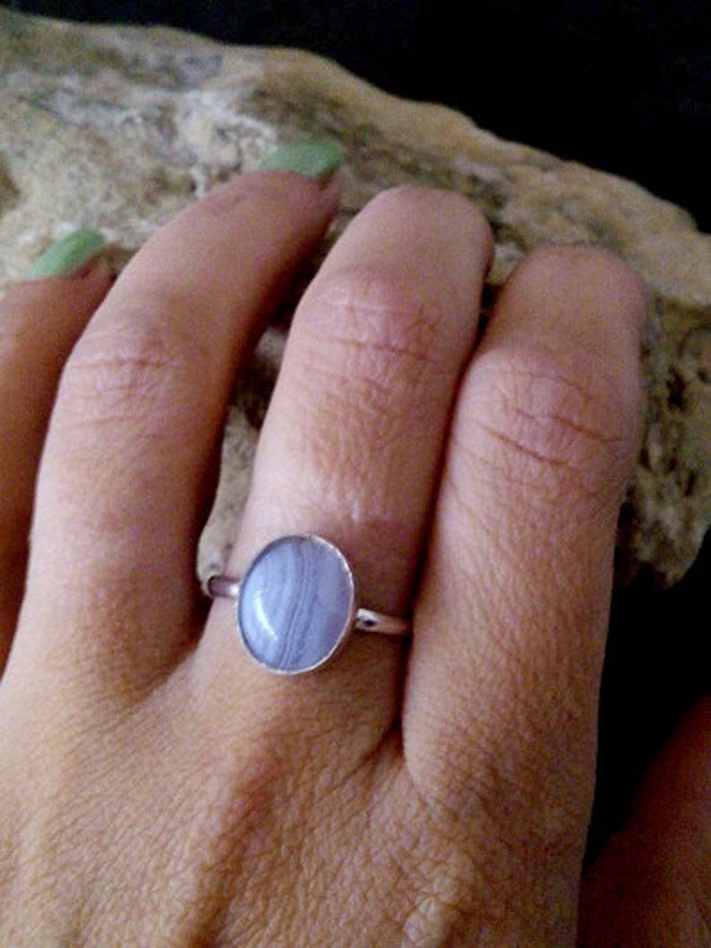 Blue lace agate ring statement ring,handmade silver ring SALE sterling silver ring bezel set,gemstone ring