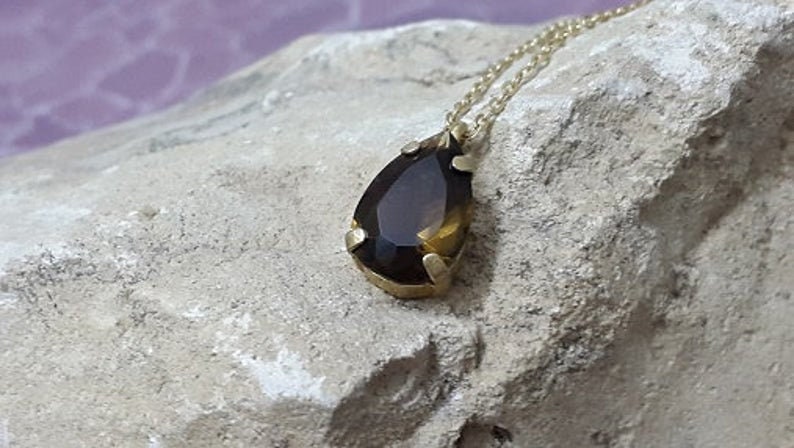 Aquamarine necklace, Aquamarine jewelry, Sky blue stone, Gold teardrop pendant, pear necklace, gold filled, drop necklace image 10