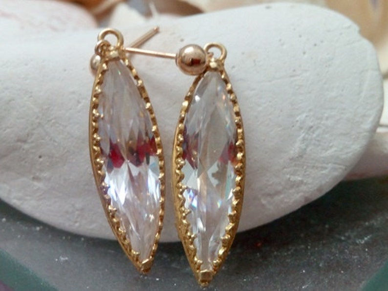 Chrystal earrings long quartz earrings,April birthstone,reflective earrings SALE wedding earrings,gold dangle studs