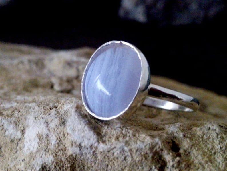 Blue lace agate ring statement ring,handmade silver ring SALE sterling silver ring bezel set,gemstone ring