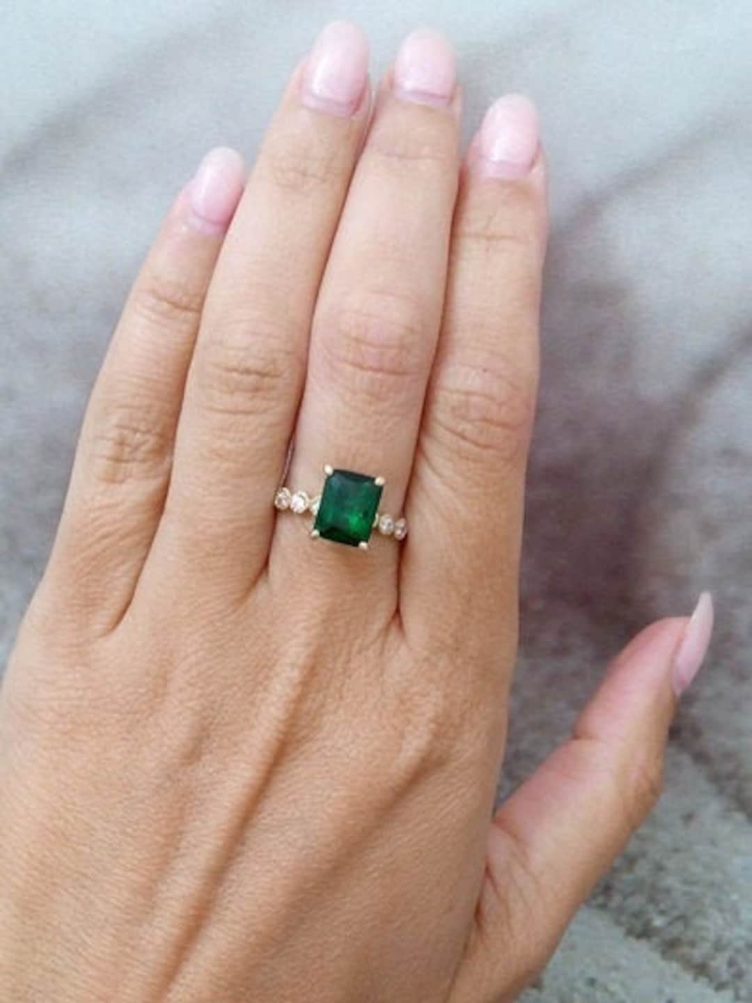 Buy Lab Emerald Ring, Emerald Engagement Ring, Solitaire Ring, Wedding Ring  in 925 Sterling Silver, Statement Ring for Men and Women Online in India -  Etsy