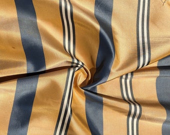 Brown and White Striped Traditional Silk and Cotton Fabric