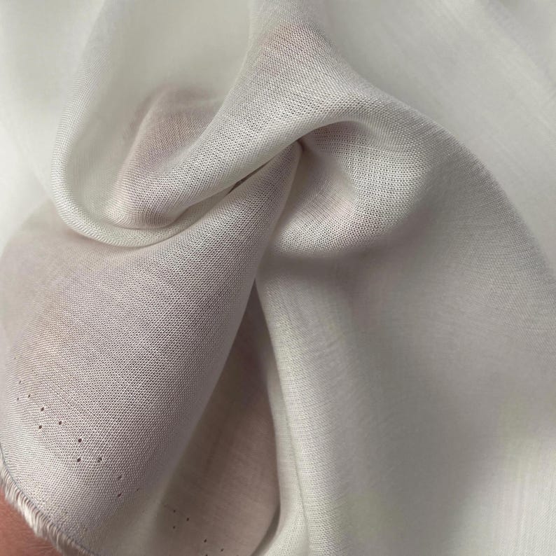 White Tencel Voile Fabric - Lightweight, Soft, Eco-Friendly | Perfect for Dresses, Blouses, & Scarves | Sold by the Yard image 2