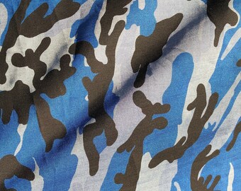 60" 100% Lyocell Tencel Camouflage 6 OZ Chambray Blue Camo Print Apparel and  Woven Fabric By the Yard