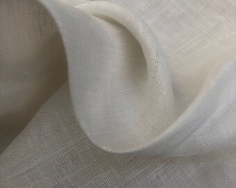 58" PFD 100% Linen 3.5 OZ Handkerchief Lithuanian Ivory White Woven Fabric By the Half-Yard