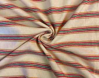 Striped Cotton Jersey Knit Fabric, Yellow Green Stripe, 40% Cotton 60 Polyester 156 GSM, Soft Drapey Apparel, Sold by the Yard