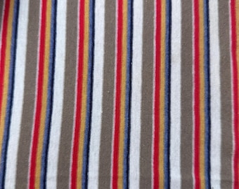 Striped Cotton Jersey Knit Fabric, Red Yellow White Beige Blue, 65% Cotton 35 Polyester 147 GSM, Sold by the Yard