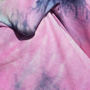 Tie Dyed Bamboo Spandex Knit Fabric - Cotton Candy Pink Blue, 60" Wide image 5