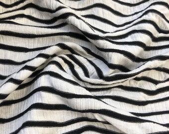 52" Rayon Spandex  Stretch Black & White Ikat Chevron Diagonal Striped Jacquard Knit Fabric By the Yard