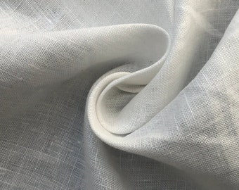 60" 100% Linen 4 OZ Handkerchief White Woven Fabric By the Yard