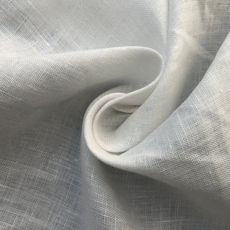 60 100% Linen 4 OZ Handkerchief White Woven Fabric By the Yard image 1