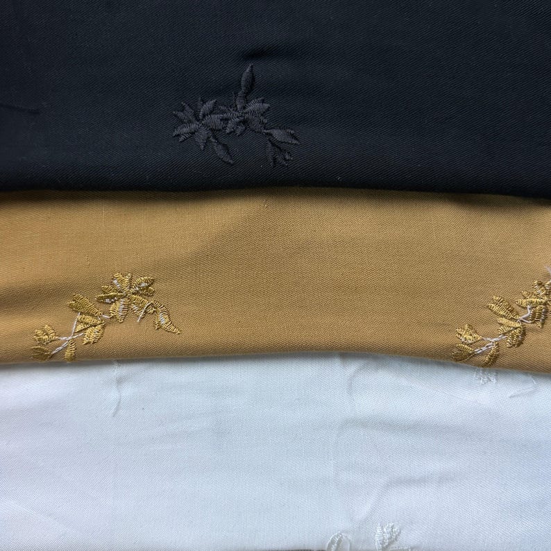 Leaf Embroidery Tencel Woven Fabric | By the Yard image 1