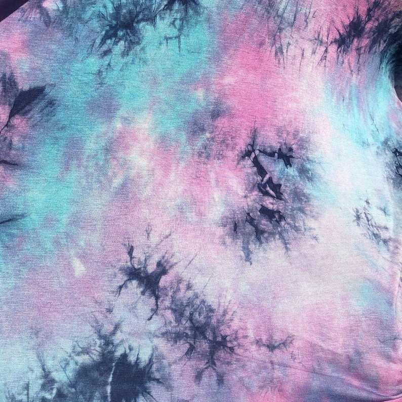Tie Dyed Bamboo Spandex Knit Fabric - Cotton Candy Pink Blue, 60" Wide APCFabrics