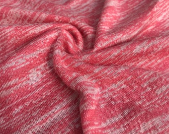 56" 100% Acrylic Space Dye Striped Loose Knit Light Pink & White Jersey Knit Fabric By the Yard