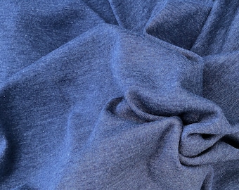 58" Cotton & Spandex  Stretch Navy Blue Fleece Knit Fabric By the Yard