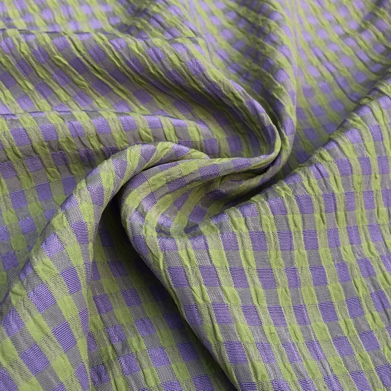 54 Rayon Green & Purple Checkered Check Gingham Gauze | Etsy