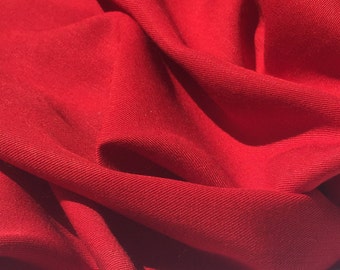 60" 100% Lyocell Tencel Gabardine Twill Medium Weight Firetruck Red Woven Fabric By the Yard