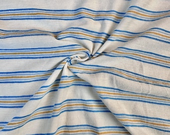 Striped Cotton Jersey Knit Fabric, Royal Blue Yellow Stripe, 60% Polyester 40 Cotton 162 GSM, Soft Drapey Apparel, Sold by the Yard