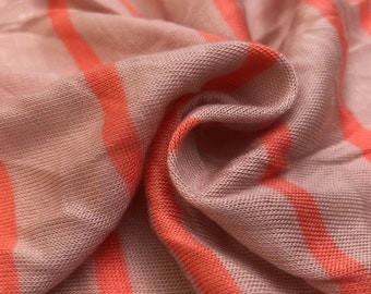 62" Pink & Orange Striped 100% Polyester Knit Fabric By the Yard