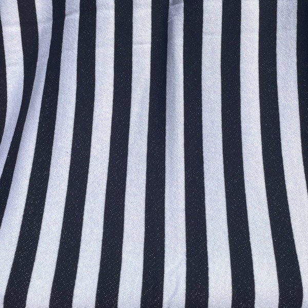 58" French Terry 100% Cotton 9 OZ Black and White Striped Knit Fabric By the Yard