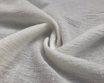 56" 100% Cotton Gauze Wrinkly Off White Ivory Woven Fabric By the Yard