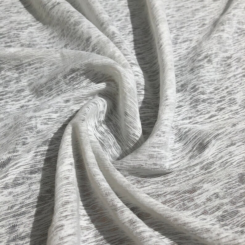 60" 100% Cotton Slub 5 OZ Optic White Jersey Knit Fabric By the Yard image 2