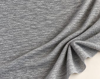 Gray Nep Slub Knit Fabric, 90% Cotton 10 Polyester 100 GSM, Textured Lightweight Apparel Textile, Sold by the Yard