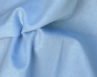 54" Linen & Cotton Lithuanian European Light Sky Baby Blue Woven Fabric By the Yard