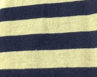 Striped Cotton Jersey Knit Fabric, Dark Navy and Yellow Stripe, 50% Cotton 50 Polyester 145 GSM, Sold by the Yard