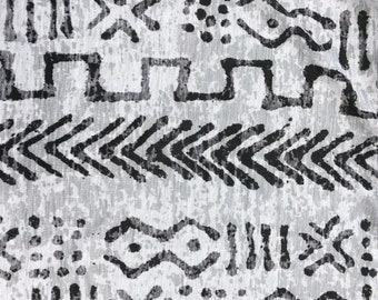 58" Cotton Burn Out Devore Cherokee Mudcloth from the African nation of Mali Print Black & White Knit Fabric By the Yard