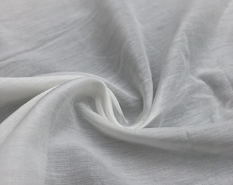 54" White 100% Pima Cotton Voile See Through Sheer & Light Woven Fabric By the Yard