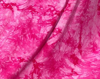 60” Bamboo 4-Way Stretch with Spandex Hot Pink Tie Dye Tie Dyed Apparel Jersey Knit Fabric By the Yard