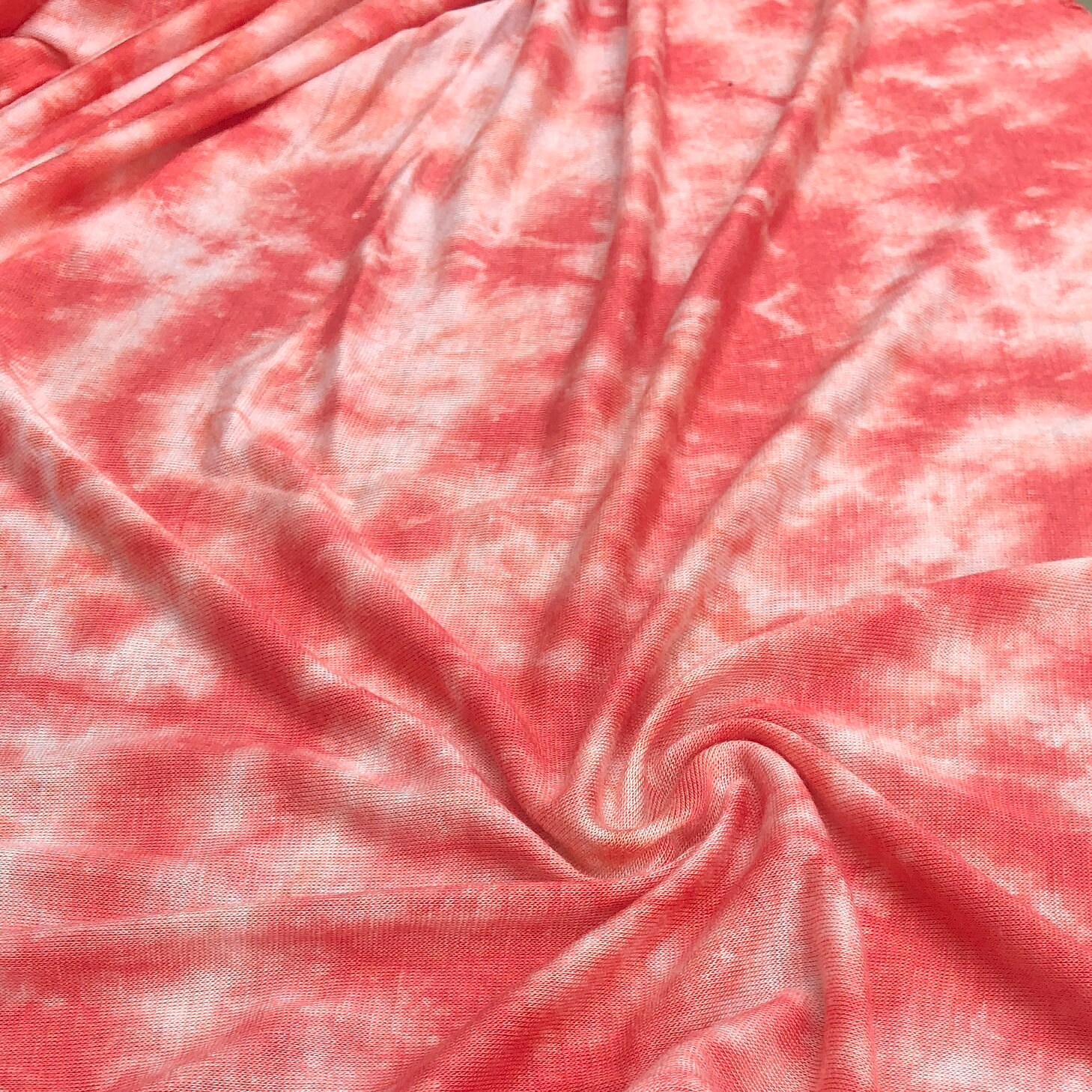 64 Tie Dyed Modal Spandex Lycra Stretch Pink Orange & | Etsy