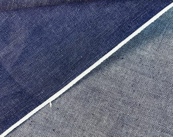 Raw Japanese Selvedge Denim Fabric, 350 GSM Heavyweight Cotton, 32"-40" Wide, By The Yard