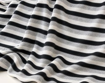 Striped Cotton Jersey Knit Fabric, Black Gray White, 60% Cotton 40 Polyester 123 GSM, Soft Drapey Apparel, Sold by the Yard