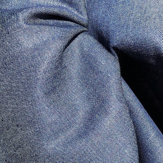 58 100% Cotton Denim Chambray 7 OZ Dark Indigo Blue Apparel & Woven Fabric  by the Yard 