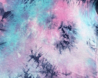 60” Bamboo Spandex  Stretch Tie Dyed Cotton Candy Blue & Pink Apparel Knit Fabric By the Yard