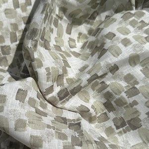 100% Linen White Olive Green Geometric Designed 5 OZ USA Made Woven Fabric By the Yard image 4