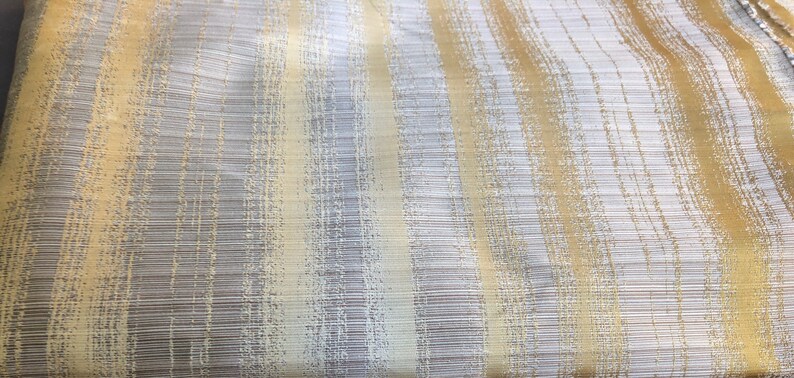PRECUT 4 Yards 100/% Striped Pattern Cotton Gold /& Beige Cream Heavy Woven Fabric