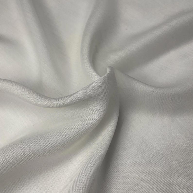 White Tencel Voile Fabric - Lightweight, Soft, Eco-Friendly | Perfect for Dresses, Blouses, & Scarves | Sold by the Yard image 1