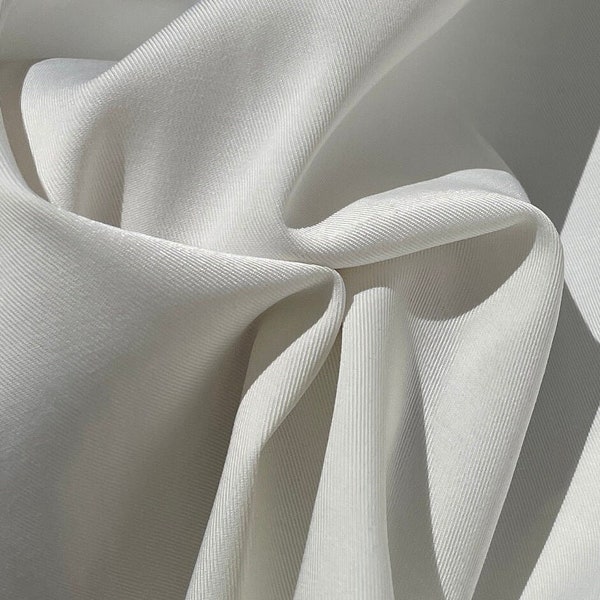 58" Rayon Stretch Gabardine with Spandex 8 OZ Off White Woven Fabric By the Yard