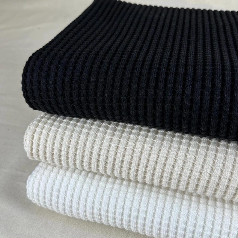 Super Heavyweight Cotton Tencel Premium Waffle Thermal Fabric - 675 GSM, 33 oz, By The Yard image 1