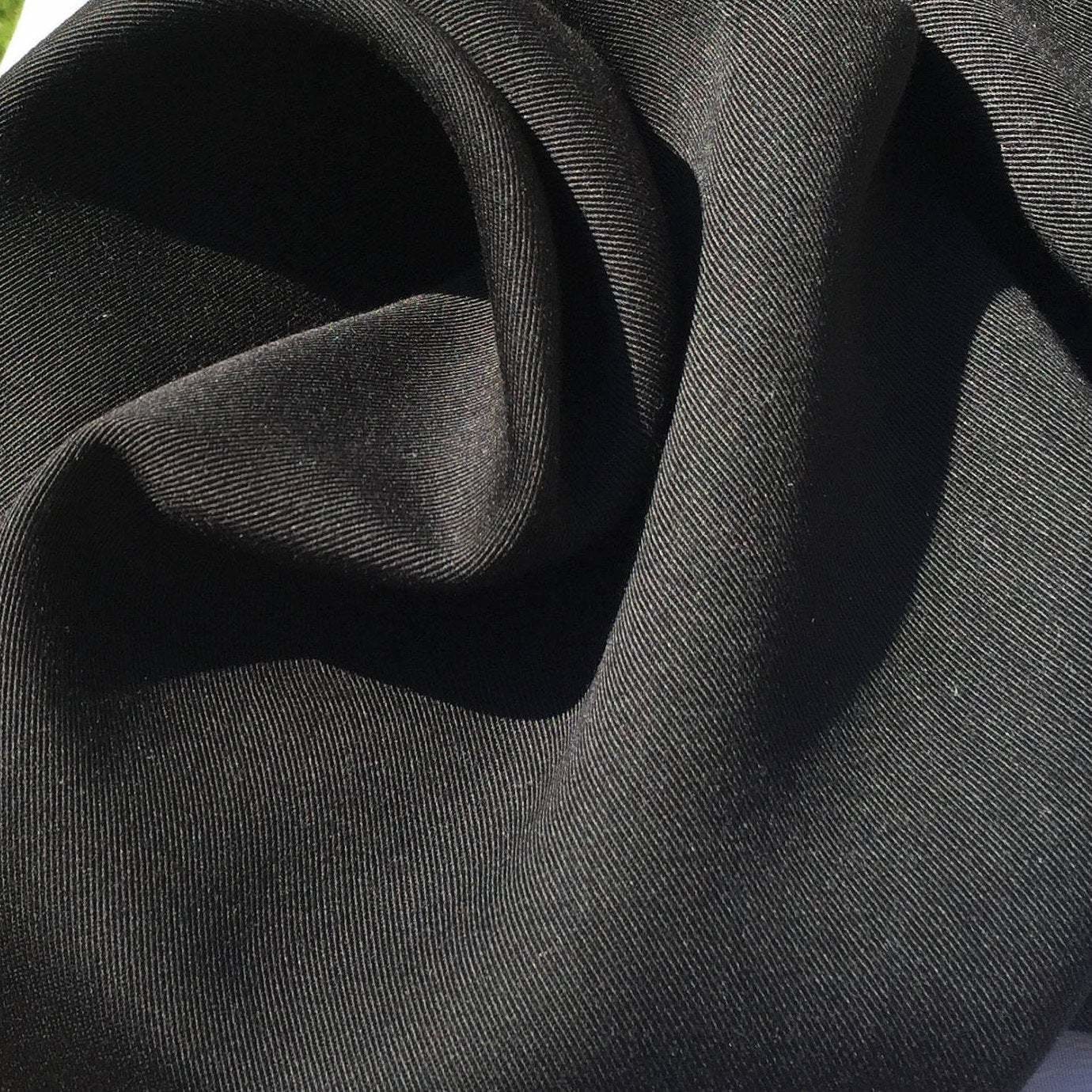 60" Jet Black 100% Lyocell Tencel Gabardine Twill Eco Friendly Medium Weight Woven Fabric By The Yard