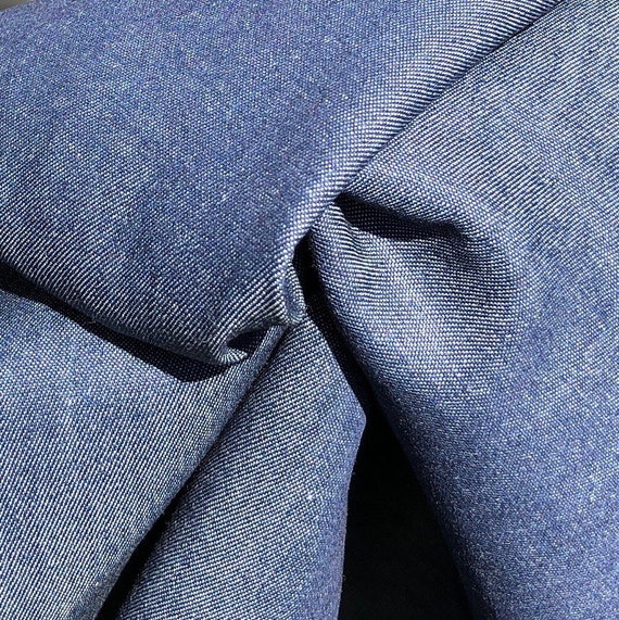 Light Indigo Washed Chambray Fabric (4.5 oz)