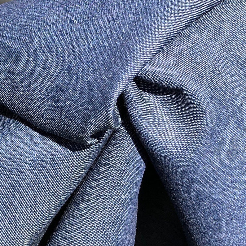 58 100% Cotton Denim Chambray 7 OZ Dark Indigo Blue Apparel & Woven Fabric By the Yard image 2