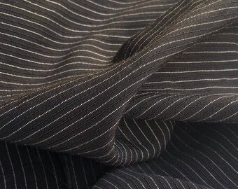 58" Cotton Lyocell Tencel Blend Striped Light Medium Weight Black & White Woven Fabric By the Yard