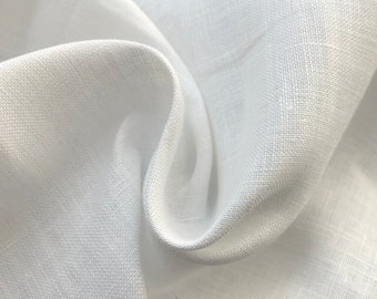 Tessuto bianco intrecciato 100% lino da 52" e 5,5 OZ, tagliato su misura